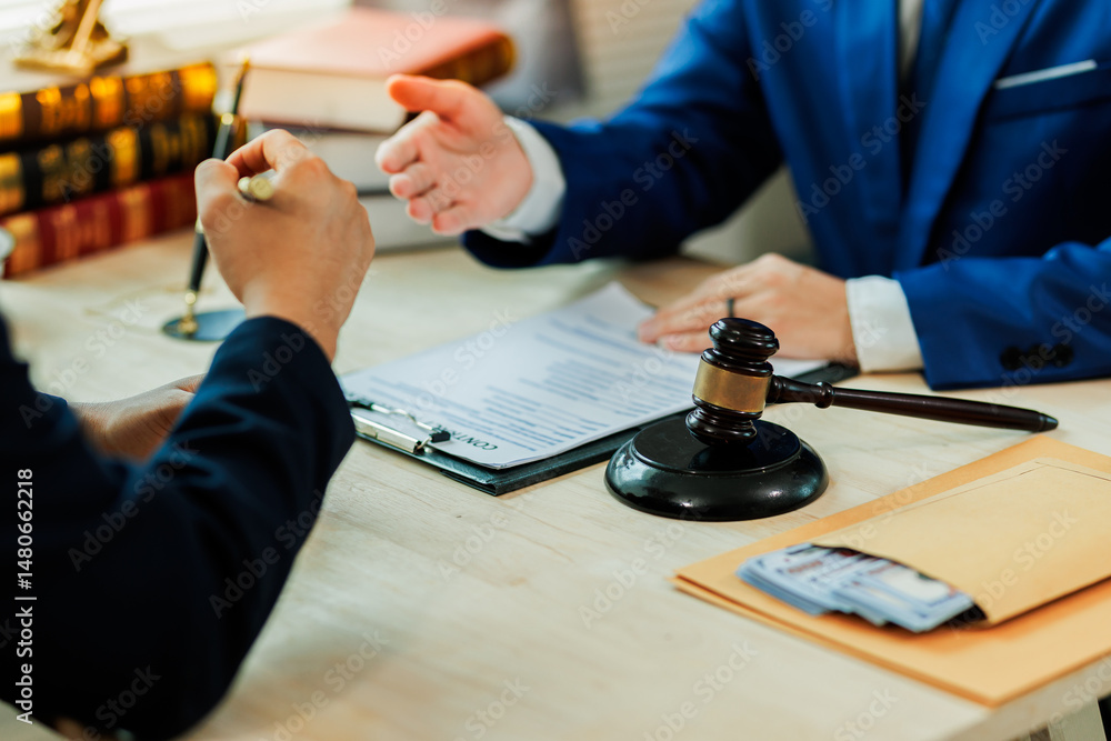 A client meets with a lawyer to discuss a legal case and seek professional representation for upcoming court proceedings.