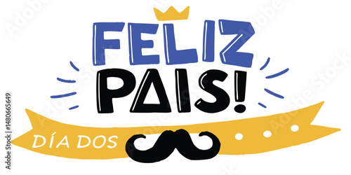 Colorful feliz dia de pai graphic for father's day celebration with transparency