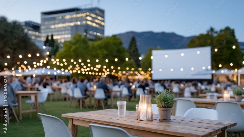 Fototapeta premium Outdoor Cinema Event Experience a Memorable Movie Night Under the Stars