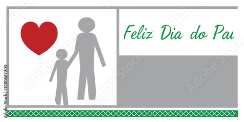 Father's Day Card: A heartfelt greeting celebrates paternal love, symbolized by a red heart and a silhouette of a parent holding hands with child. 