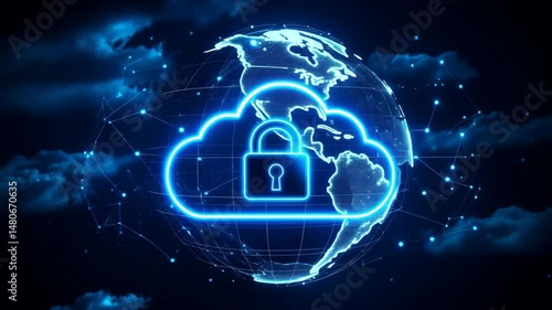 Wallpaper Mural Global financial market animation with glowing world map and candlestick data Torontodigital.ca