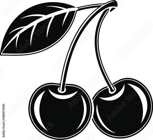 Cherry Fruit Silhouette Vector Illustration