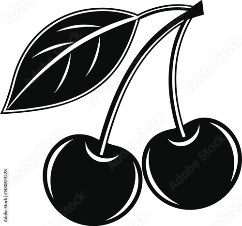 Cherry Fruit Silhouette Vector Illustration