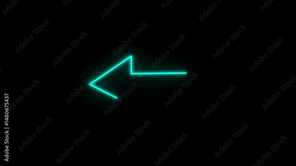 Neon Arrow Icon Animation on Black Transparent Background, 2D Glowing Arrow Animation Neon Arrow Icon Animation on Black Transparent Background, 2D Glowing Arrow Animation