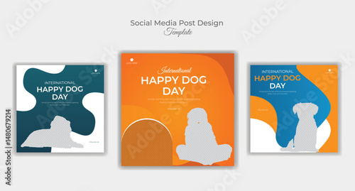 Dog day appreciate funny family member social media design

