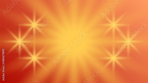 Red and orange abstract background with shining stars and glimpse of light. Shiny poster or web banner template.	
