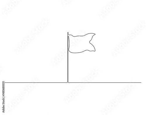 Flag outline drawing illustration. Continuous line draw of international anti terrorism day vector