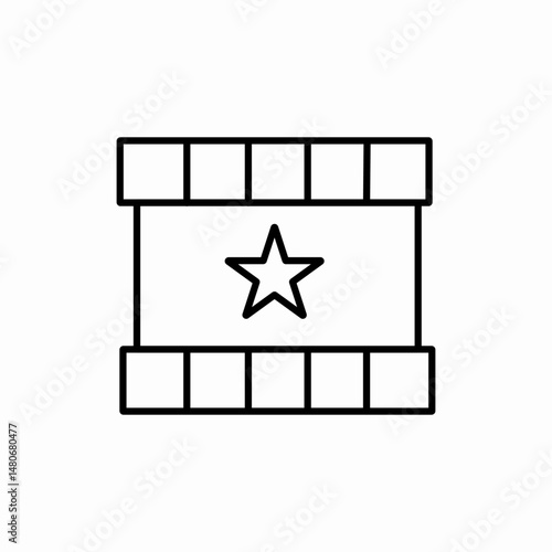 Movie film strip star icon vector sign