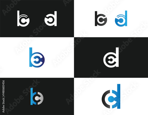 Modern initial letter bc or cd logo collection abstract vector template design for branding and identity typography elements