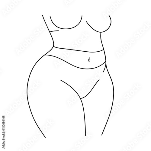 Abstract female figure outline emphasizing curves and shape  