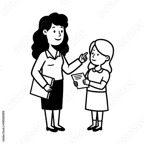 Teacher giving student feedback or instructions during school discussion

