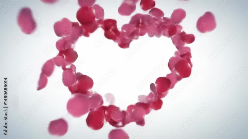 Soft Pink Red Rose Petals Flying Forming Love Heart Animation Soft Pink Red Rose Petals Flying Forming Love Heart Animation