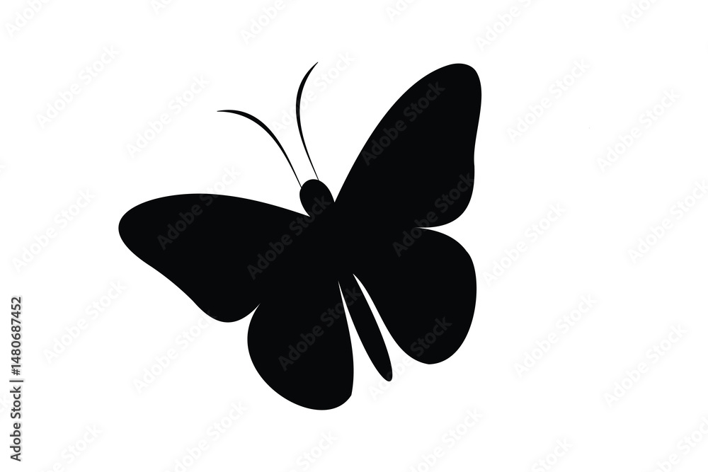 Simple butterfly silhouette vector icon with minimalist outline art and isolated modern design illustration Simple butterfly silhouette vector icon with minimalist outline art and isolated modern design illustration