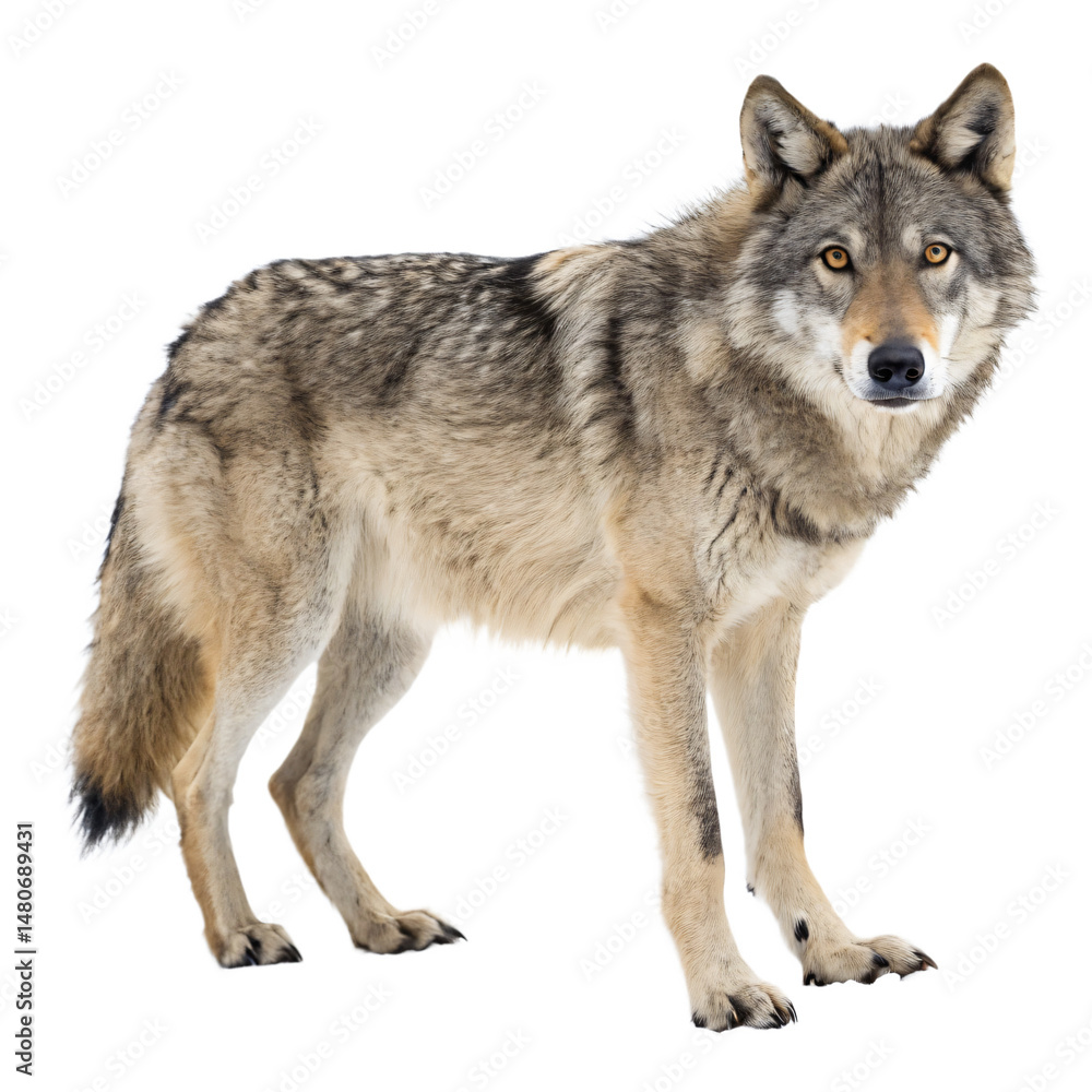 Obraz premium grey wolf sitting, png transparent background