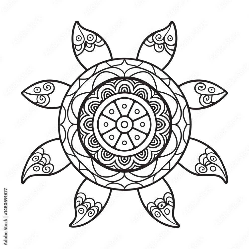 Fototapeta premium Ornamental Sea Mandala With Complex Details