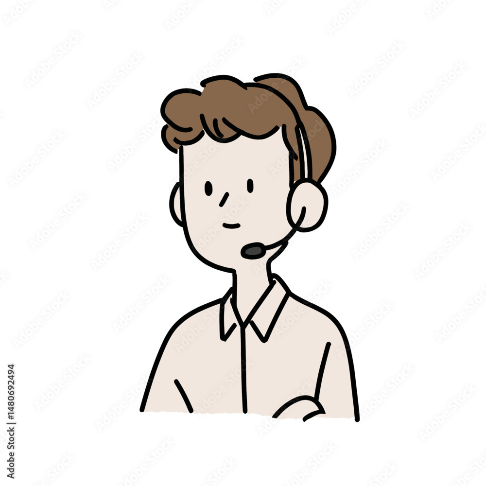 Flat vector illustration of male customer service representatives wearing headsets working in call center isolated on white background Flat vector illustration of male customer service representatives wearing headsets working in call center isolated on white background