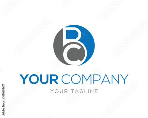 Modern BC initial letters logo design in circle company identity vector template for brand style and corporate business