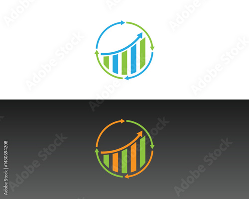 Financial growth and circular economy vector template symbolizing sustainable business and investment opportunities with positive market trends for steady development