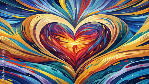 The blend of dynamic brushstrokes and textured backgrounds symbolizes the heart of artistic expression — where every line tells a story, and every color invites the viewer into a world of limitless cr