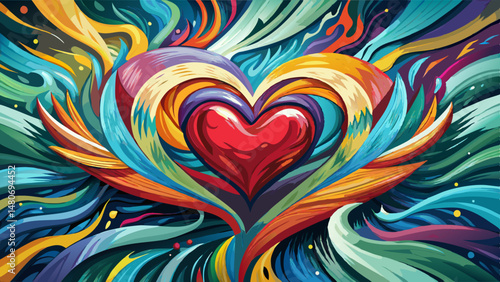 The blend of dynamic brushstrokes and textured backgrounds symbolizes the heart of artistic expression — where every line tells a story, and every color invites the viewer into a world of limitless cr