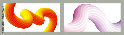 Abstract volumetric background. Cords. set of two illustrations. Toothpaste in a tube. Minimalism. Creative modern background. Cover design, wallpaper, background. eps vector.