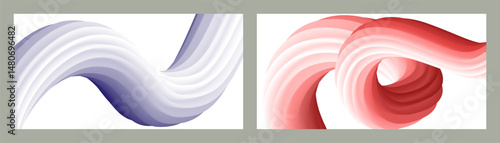 Abstract volumetric background. Cords. set of two illustrations. Toothpaste in a tube. Minimalism. Creative modern background. Cover design, wallpaper, background. eps vector.