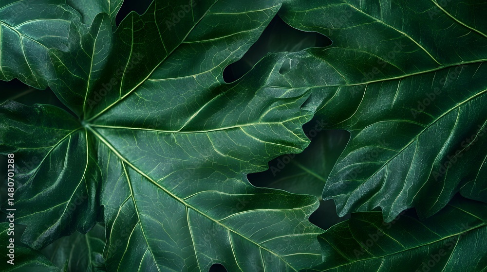 Fototapeta premium Close-up view of lush, dark green leaves.
