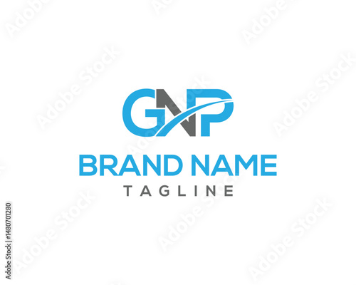 Modern GNP initial letter logo design blue gray colors swoosh accent vector template for business