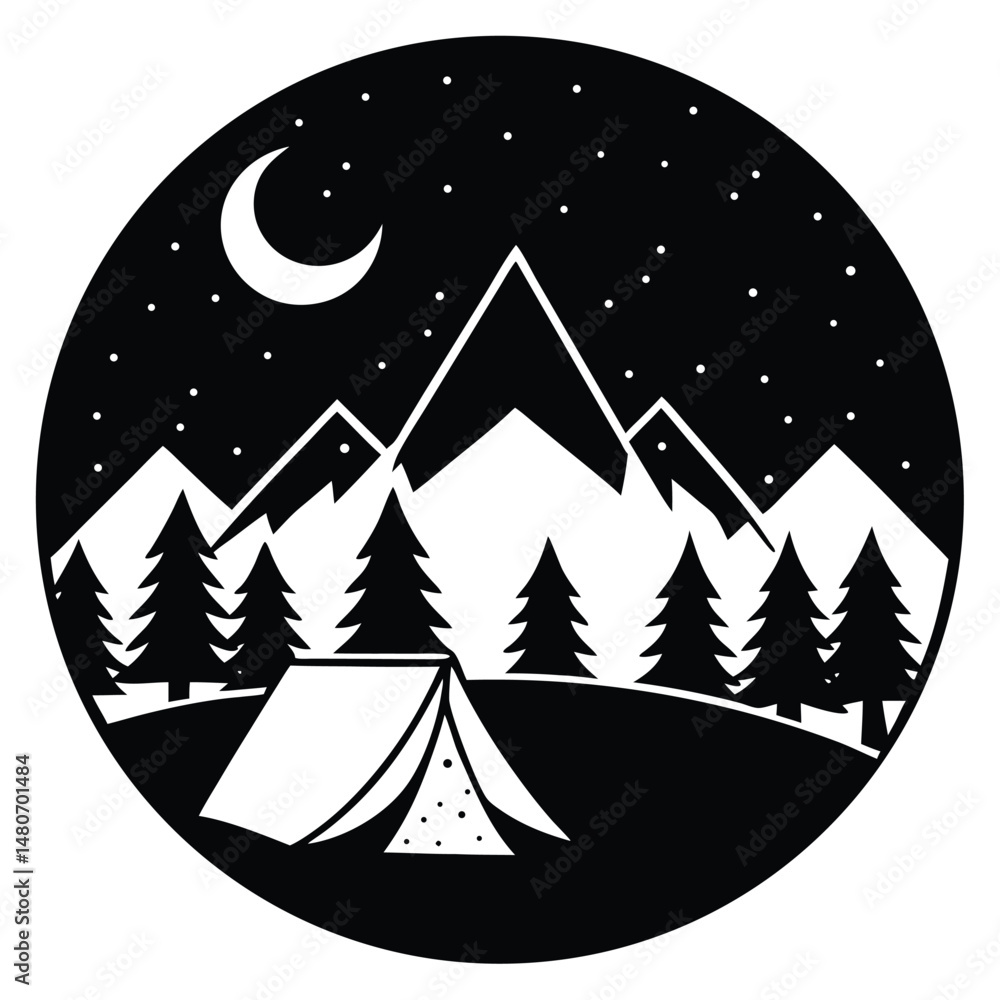 Obraz premium Vector illustration of a winter xmas scene with pine trees in a forest landscape, perfect for a holiday card design and Christmas celebration