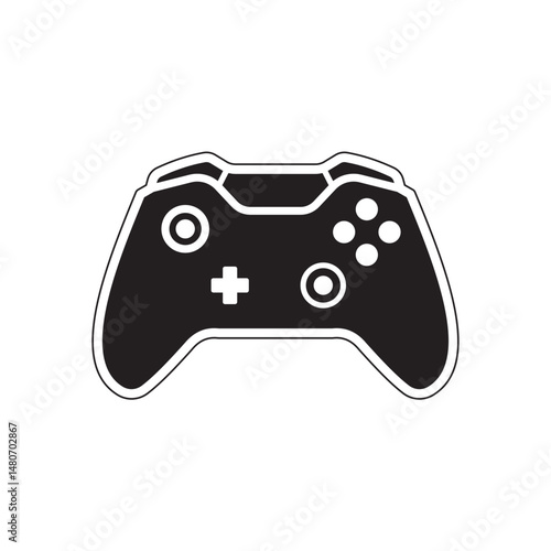 Black Modern Game Controller Illustration, Simple Gaming Design  - VECTOR
