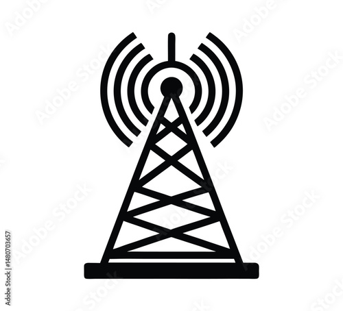 Radio communication silhouette, Cell Phone Tower icon of silhouette vector illustration.