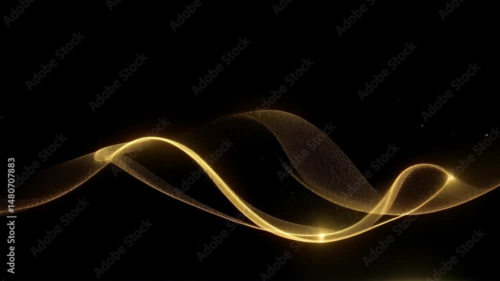 Glowing gold light particle trails on a black background
