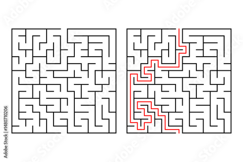 Creative maze game of medium difficulty. Vector illustration of puzzle maze 