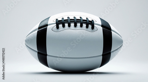 Black and White Leather American Football on white background use for Sports Equipment Branding, Blog, Marketing, Mockup, Poster or Banner