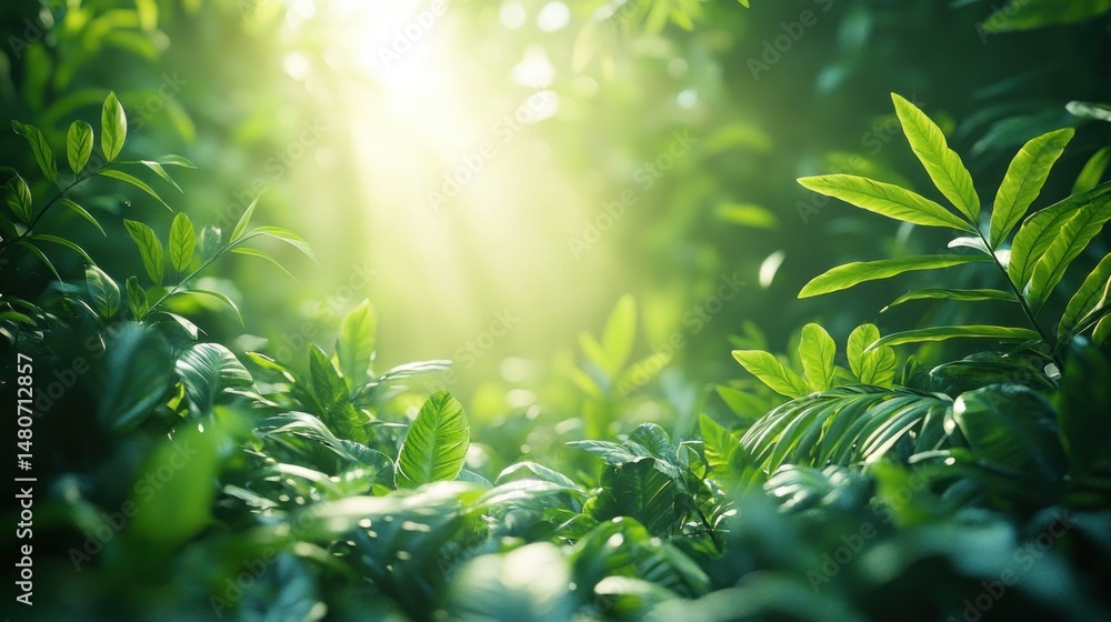 Lush green foliage bathed in sunlight Lush green foliage bathed in sunlight