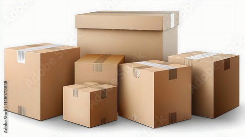 Shipping box set isolated background high resolution picture