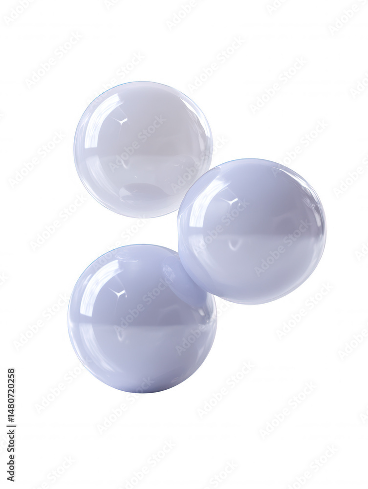 Three glossy spheres of varying pale lavender hues overlap slightly against a clean white backdrop creating a simple yet elegant and modern minimalist image. Three glossy spheres of varying pale lavender hues overlap slightly against a clean white backdrop creating a simple yet elegant and modern minimalist image.