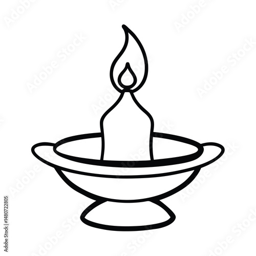 illustration of a candle candle holder sketch line art vector