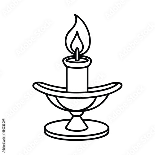 earthen lamp traditional line art vector