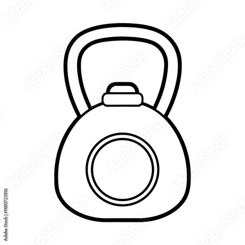 Kettle Ball Weight Training Vector with Line Illustration