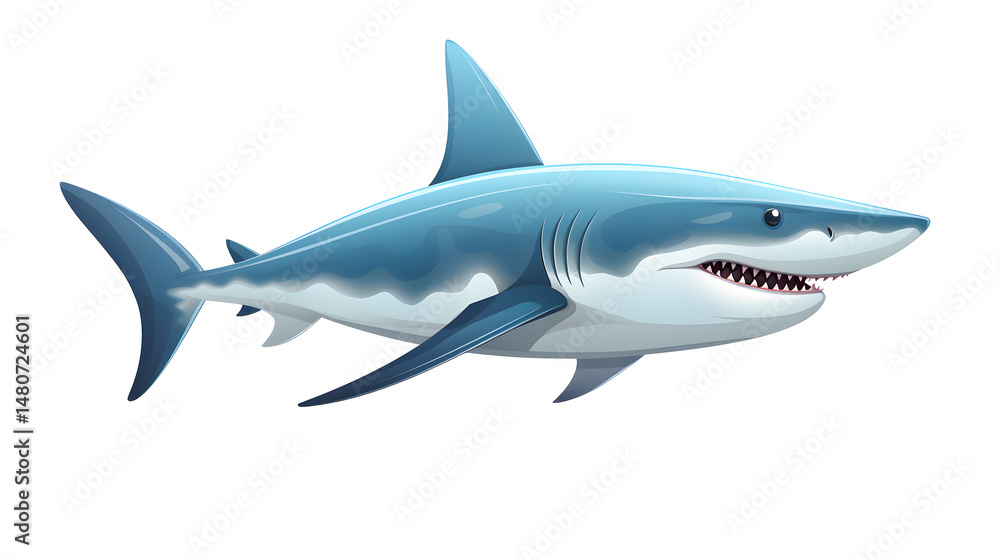 Naklejka premium Vibrant Shark Cartoon Vector Illustration for Design Projects and Education Materials