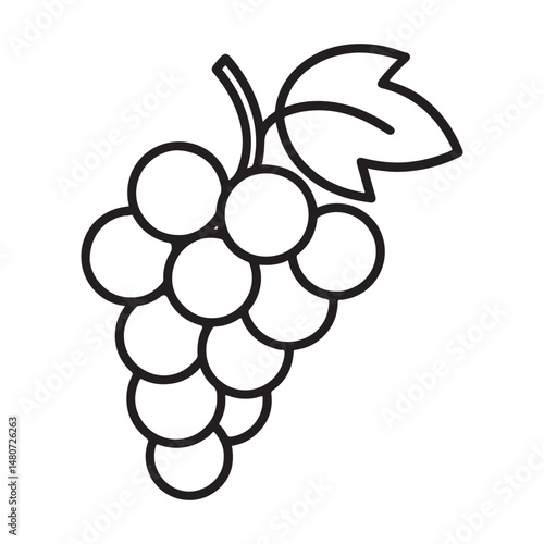 Bunch of Grapes Outline Art & Illustration