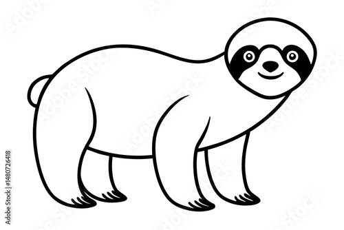 sloth silhouette line art vector illustration with a white background