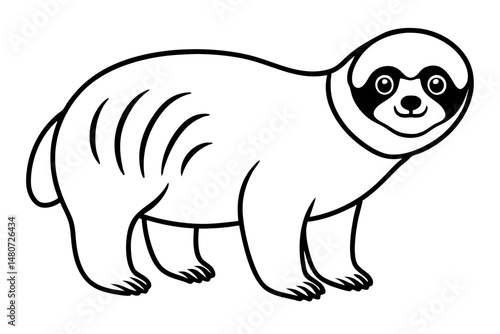 sloth silhouette line art vector illustration with a white background