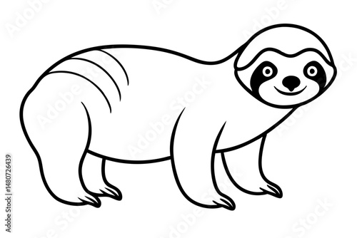 sloth silhouette line art vector illustration with a white background
