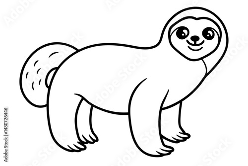 sloth silhouette line art vector illustration with a white background