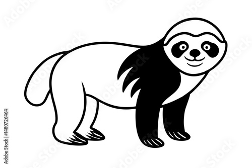 sloth silhouette line art vector illustration with a white background