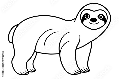 sloth silhouette line art vector illustration with a white background
