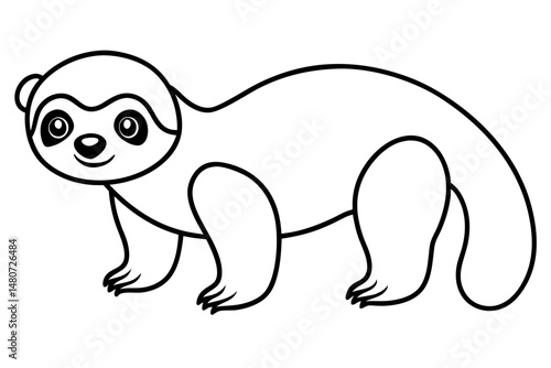 sloth silhouette line art vector illustration with a white background