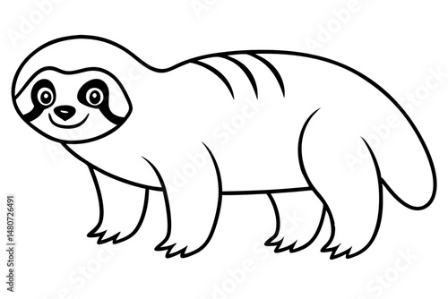 sloth silhouette line art vector illustration with a white background
